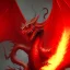 Placeholder: beautiful Red dragon with wings and four limbs, wyvern, black horns, fire in the mouth, action pose, digital painting, splash art, MTG, high detail, medieval, steam punk, future punk