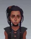 Placeholder: Portrait of an adorable dark skinned 9 year old witch kid with braided black hair