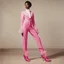 Placeholder: [Kupka] cheikh Zayed in a pink battlesuit pink gloves and pink high heel boots. The Ministry of Silly Walks.