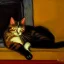 Placeholder: oil portrait of a Cat sleeping by the fireplace by Monet 8k