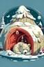Placeholder: sleeping bear Santa claus inside igloo cave