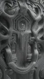 Placeholder: optical illusion 3D, monochrome, bas-relief 3D effect, photorealistic , in the style of H.R.Giger, , symmetric, high contrast, side light , modern, stylish, futuristic, surreal, intricated details, high resolution, octane render , unreal engine 5