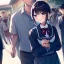 Placeholder: Clear focus,High resolution, one girl, wearing a boys japanese school uniform