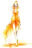 Placeholder: Watercolor fashion orange short futuristic dress sketch