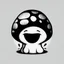 Placeholder: mushroom, black and white, cartoon, drawing, cute, creature, simple, mouth