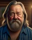 Placeholder: photorealistic, lifelife, elderly short and chubby insane kentucky hill bill farmer, trailer trash style. with long hair and beard and extreme big ears