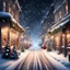 Placeholder: Hyper Realistic Christmas Celebrations In A Street at Snowfall Night