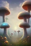 Placeholder: cute mushroom city sky view