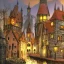 Placeholder: A magical gothic canal city of wizards, witches and warlocks with a castle Nick Harris style