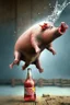Placeholder: Schwein hüpft durch eine Cola-Flasche von Franz Marc