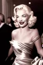 Placeholder: 50s movie star queen with blonde hair entering a gala