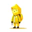 Placeholder: Make me the image of a little yellow character, make it really minimal and geometrical as possible, soft, with a white background, logo, reflecting the different aspects of the personality described below: ISFP (Adventurer) is a personality type with the Introverted, Observant, Feeling, and Prospecting traits. They tend to have open minds, approaching life, new experiences, and people with grounded warmth. Their ability to stay in the moment helps them uncover exciting potentials.