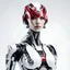 Placeholder: a raw photo of a fembot, natural lighting ,looking at the viewer, attractive, accessories, highly detailed, red eyes, conceptual, science fiction--v6, full body, white background