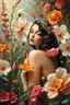 Placeholder: A beauty in the garden? unusual flowers, very cute, smooth, active sequins, elegant fantasy, intricate, 8k, oil on canvas, beautiful, high detail, fantastic view, hyperrealistic, over-detailed, clear quality, colorful, artgerm, Alphonse Mucha, Catherine Abel. Catherine Welz Stein. Dmitry Vishnevsky. Gustav Klimt, R. Giger. Jacek Yerka. Josephine Wall, Carrie Ann Baade