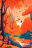 Placeholder: background of a nature scene, illustrator, vibrant orange colours