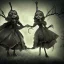 Placeholder: extrem tim burton style of the evil stepsisters, sharp focus