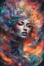 Placeholder: Generate a captivating digital artwork where a vivid explosion of images on a canvas bursts forth, weaving together elements of a woman, demons, tattoos, flowers, and stormy hues. Capture the essence of dynamic creativity in this abstract masterpiece."