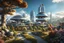 Placeholder: Town and landscape in 2100 :: 8K, 3D, Octane Render, VRay, Unreal Engine 5, Hyperdetailed, intricate, HDR, extremely realistic evolution of future architecture, photorealism, colourful, blue sky over a clean environment, award winning, crisp quality, masterpiece, fantastic view, digital art, airbrush art, ink drawing, sharp focus, high contrast, depth of field