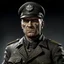 Placeholder: German ww2 late twenties with stubble tank commander in grey uniform realistic digital art grimdark