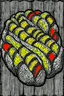 Placeholder: Vintage pop art style, straight braided challah bread