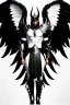 Placeholder: angel, demon, angel demon hybrid, half angel, half demon, black angel wings, white demon wings, black and white, balance, horns, armor, noble clothes, black and white armor, black and white clothes