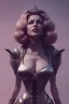 Placeholder: Rita Hayworth as evil queen in black leather, busty, cleavage, dominatrix, curvy, angry, stern look. character design by cory loftis, fenghua zhong, ryohei hase, ismail inceoglu and ruan jia. unreal engine 5, artistic lighting, highly detailed, photorealistic, fantasy