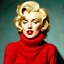 Placeholder: Marilyn monroe, she's wearing a red woollen sweater, in the style of egon Schiele