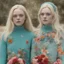 Placeholder: Elle fanning and dakota fanning as flowers, turquoise, turtleneck sweater