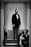 Placeholder: llustrate the presidential box on the balcony level, portraying Abraham Lincoln, his wife, and their guests as they enjoy the play. Highlight the vulnerability of Lincoln without proper security, setting the stage for the impending tragedy