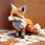 Placeholder: A cute fox that is smooth and appears to be made of tiles 3D