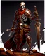 Placeholder: tabletop RPG skeleton warrior with sword and shield and rusted chainmail rpg art no background