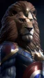 Placeholder: lion with head captain america, ultra realistic, 4k, ultra detail, full body
