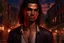 Placeholder: Create an artwork featuring a young man in his mid-20s, of Hispanic descent, depicted in the art style of Timothy Bradstreet from the Vampire: The Masquerade roleplaying game. The setting will be a university campus at night, illuminated by dim streetlights and moonlight. The protagonist will have long hair, cascading down to his shoulders. His eyes will hold a hint of red glint, suggesting a mysterious or supernatural