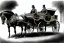 Placeholder: Fiacre, landauer carriage with two horses in Vienna. Pencil sketch. Realistic.