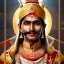 Placeholder: young and smiling indian prince, dark skin, in a temple, perfect composition, hyperrealistic, super detailed, 8k, high quality, intricate details, highly detailed