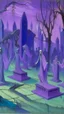 Placeholder: A purple graveyard with dancing ghosts painted by Raymond Duchamp-Villon