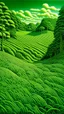 Placeholder: A green grassland near a jungle painted by MC Escher