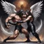 Placeholder: [heavy metal art by venom] Jacob wrestling with angel