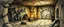 Placeholder: book illustration, realistic artist drawn fantasy map of 4x4 meter room, with a young dragon and an orc captain, and a chest under a table, the room is rough and cavelike, we also see mapping of the corridors around the room