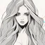 Placeholder: digital art minimal beautiful woman head with long hair