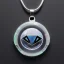 Placeholder: Clear polyester necklace with a pendant featuring a design inspired by a favorite video game character