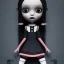 Placeholder: Jenna ortega with wednesday addams dress,soft goth libstick, wednesday addams make up, overknee socks, dramatic lighting, highly detailed oil painting, volumetric lighting