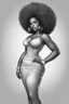 Placeholder: Create a coloring page of a beautiful curvy black female looking to the side with la curly afro. No shading, No color, define lines, clean lines