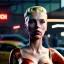 Placeholder: Ultra Realistic retro sci-fi afire Supermarket parking scene, 1960 year, blonde woman, sweet scarlet Johansson face, perfect iris, glow eyes, face makeup, tight latex coat; many panic people looking, Retro sci-fi style, soft color, highly detailed, unreal engine 5, ray tracing, RTX, lumen lighting, ultra detail, volumetric lighting, 3d, finely drawn, high definition, high resolution.