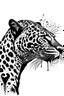 Placeholder: 1 line art, jaguar, only black strokes, dripping, white background, simple, minimal, artistic, side view