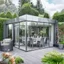 Placeholder: A picture of a modern garden room with silver party decoration