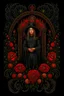 Placeholder: Jan Van Eyck Ornate Halloween Fantasy Art T-Shirt Design, Black Background