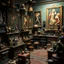 Placeholder: Diorama of old stuff in a room, sharp focus, 8k, 3d, very detailed, volumetric light, grim, fine art, very colorful, ornate, creepy paintings on the wall, 35mm, F/2.8, insanely detailed and intricate, hypermaximalist, super detailed, decadent