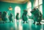 Placeholder: ugly Vogons in sunshine, in a turquoise room, ethereal, cinematic postprocessing, bokeh, dof