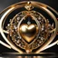 Placeholder: A magnificent golden and silver heart-shaped sign adorned with a stunning golden sphere encrusted with sparkling diamond clusters at its center, elegantly spinning in position.